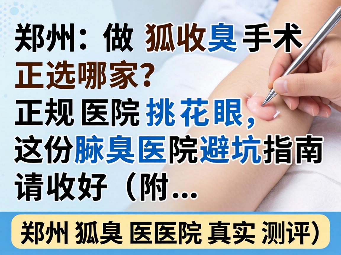 郑州做狐臭手术选哪家？正规医院挑花眼，这份腋臭医院避坑指南请收好（附，郑州狐臭医院真实测评）