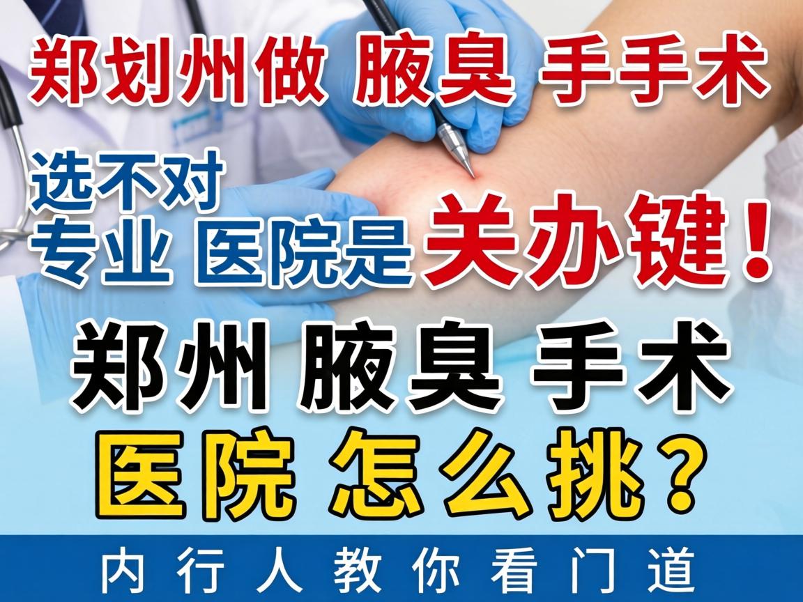 郑州做腋臭手术，选对专业医院是关键！郑州腋臭手术医院怎么挑？内行人教你看门道
