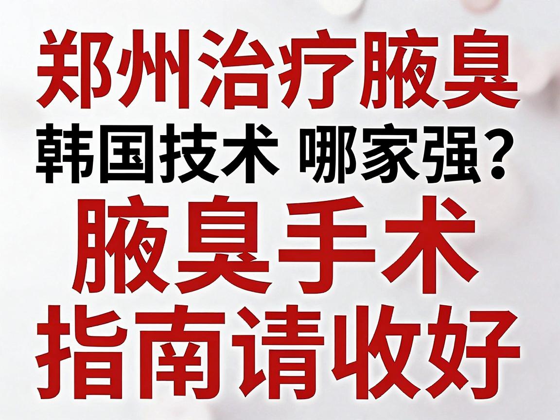郑州治疗腋臭，韩国技术哪家强？这份腋臭手术指南请收好