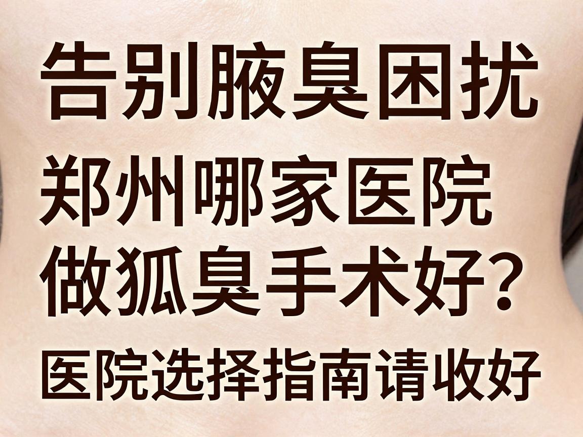 告别腋臭困扰，郑州哪家医院做狐臭手术好？这份医院选择指南请收好
