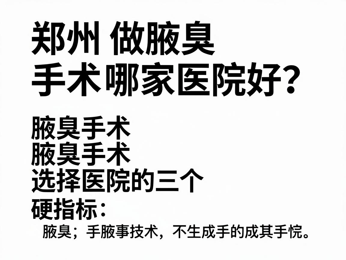 郑州做腋臭手术哪家医院好？腋臭手术选择医院的三个硬指标